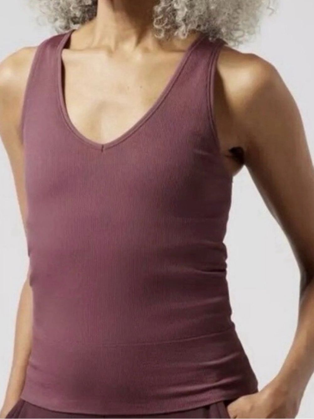 Athleta Ribbed V-Neck Tank Top - Plum Mauve